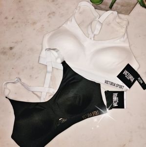 NWT BUNDLE SET VICTORIA SECRET SPORTS BRA WHITE AND BLACK 36B